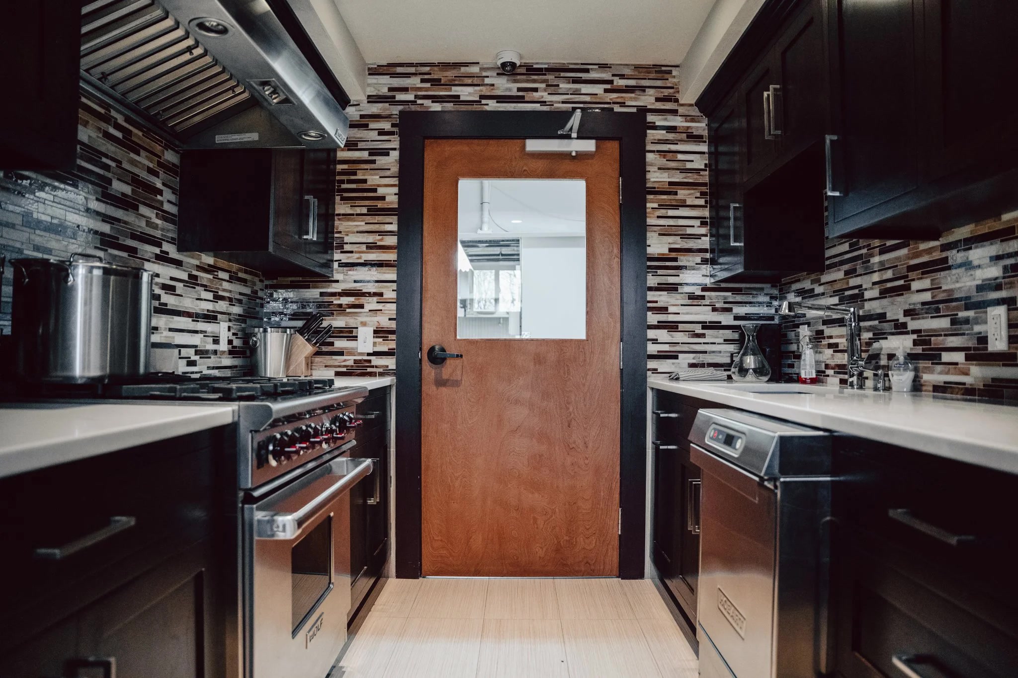 Modern kitchen with black cabinets